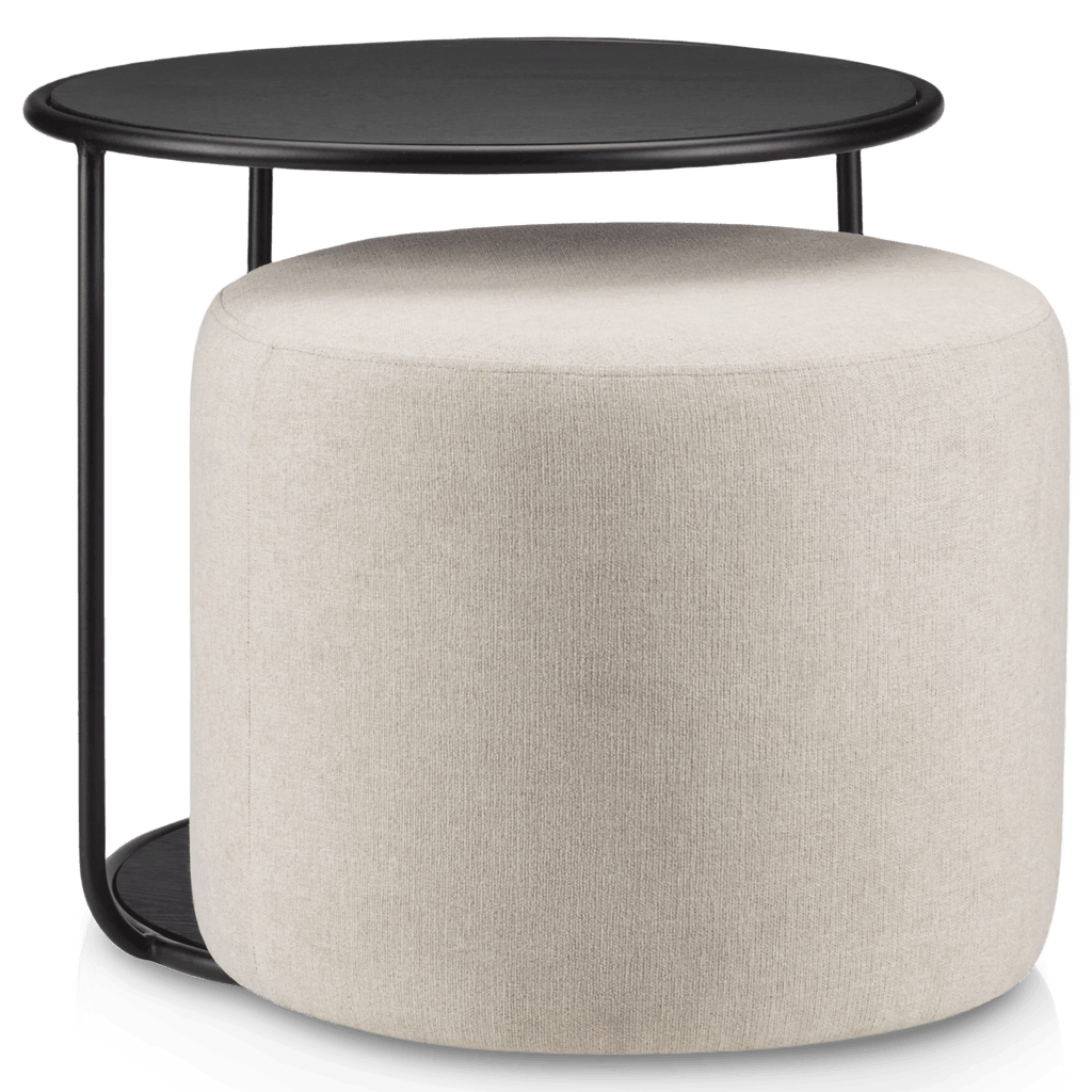 Black Side Table with Ottoman