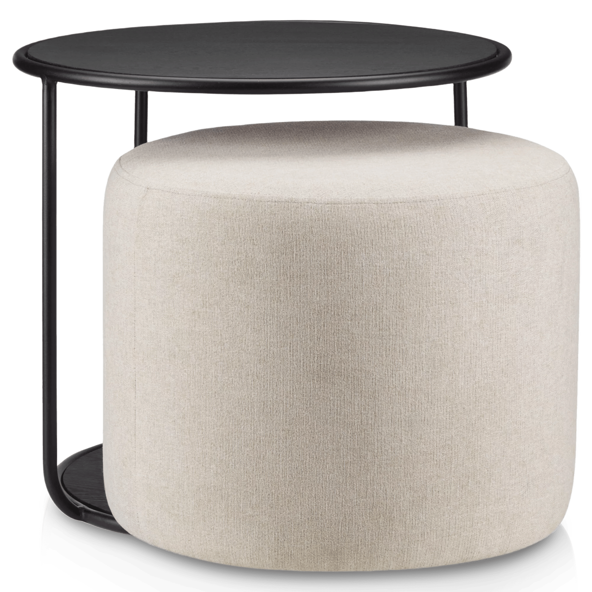 Black Side Table with Ottoman