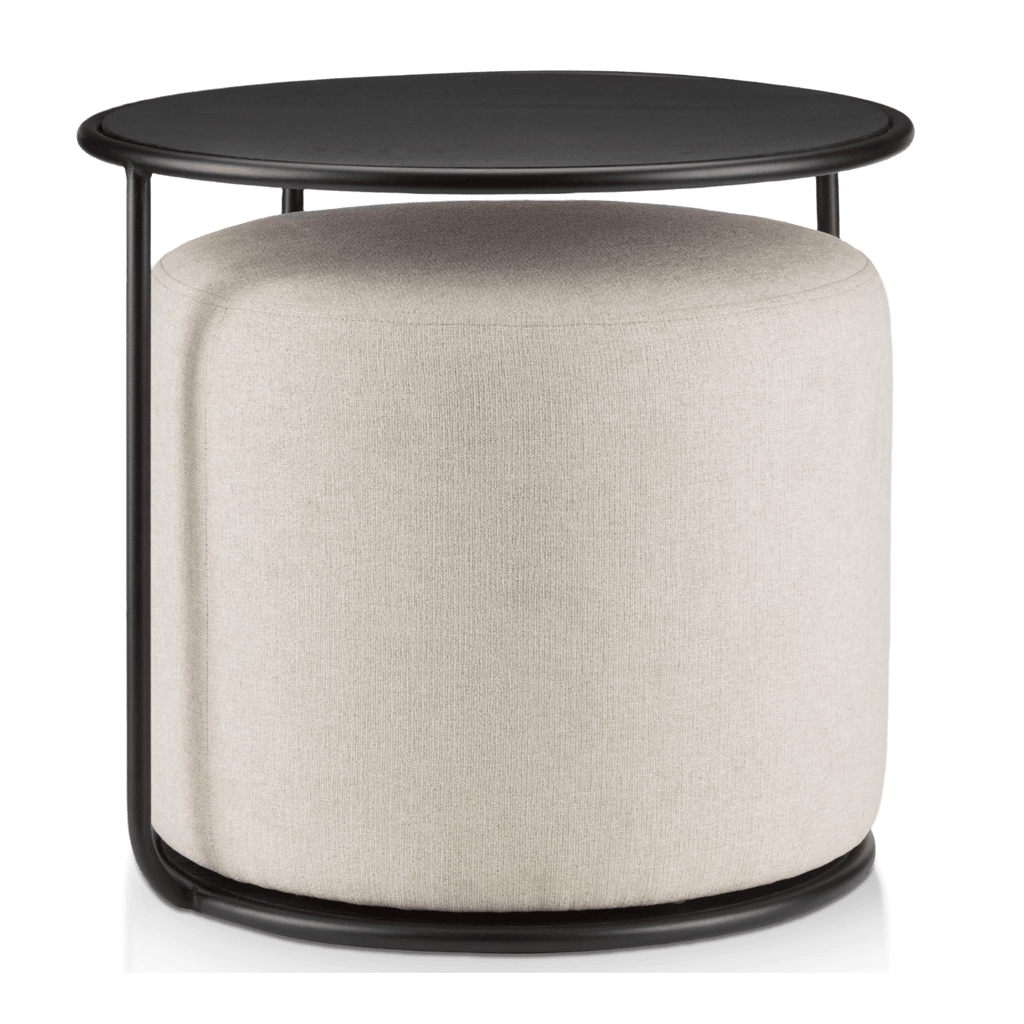 Black Side Table with Ottoman