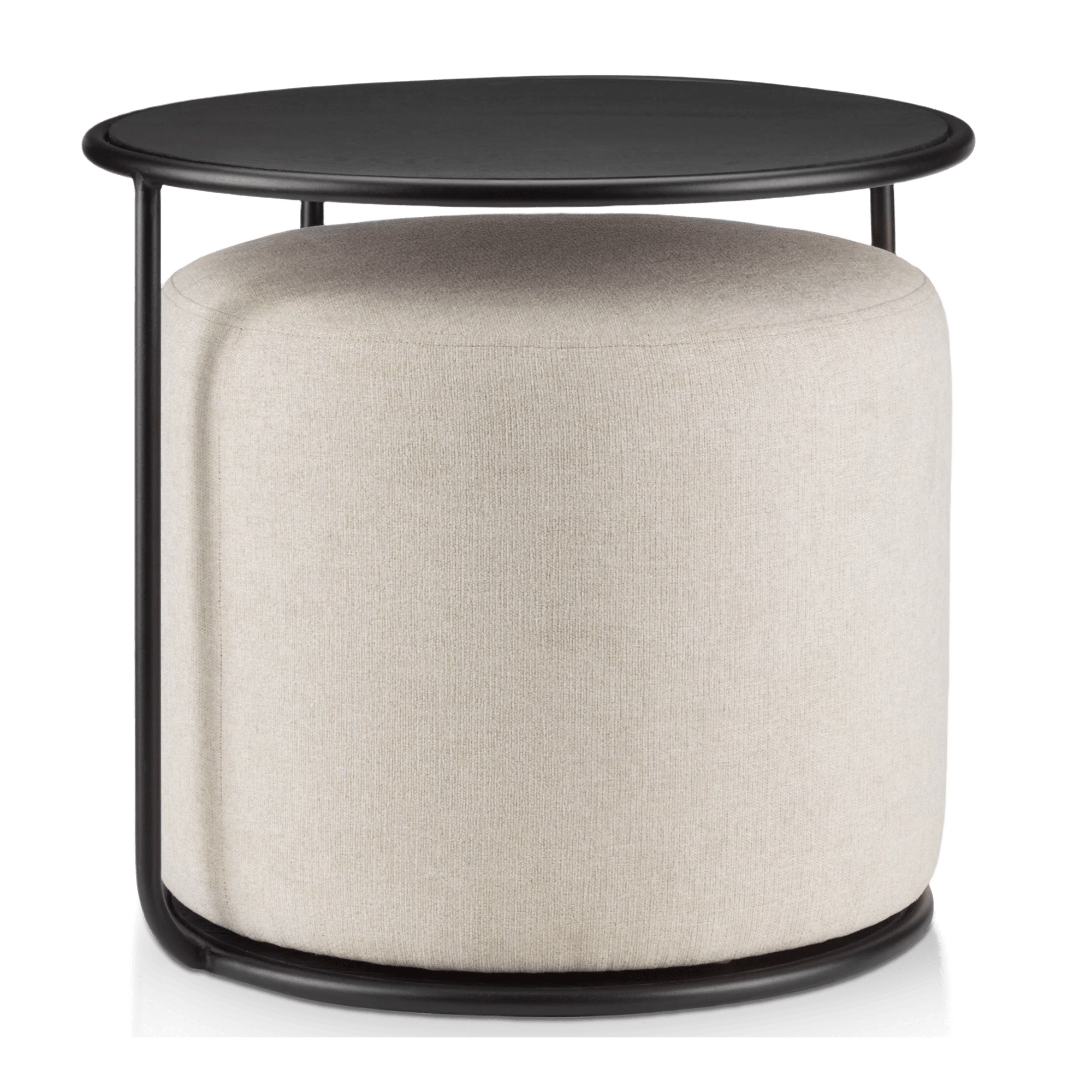 Black Side Table with Ottoman