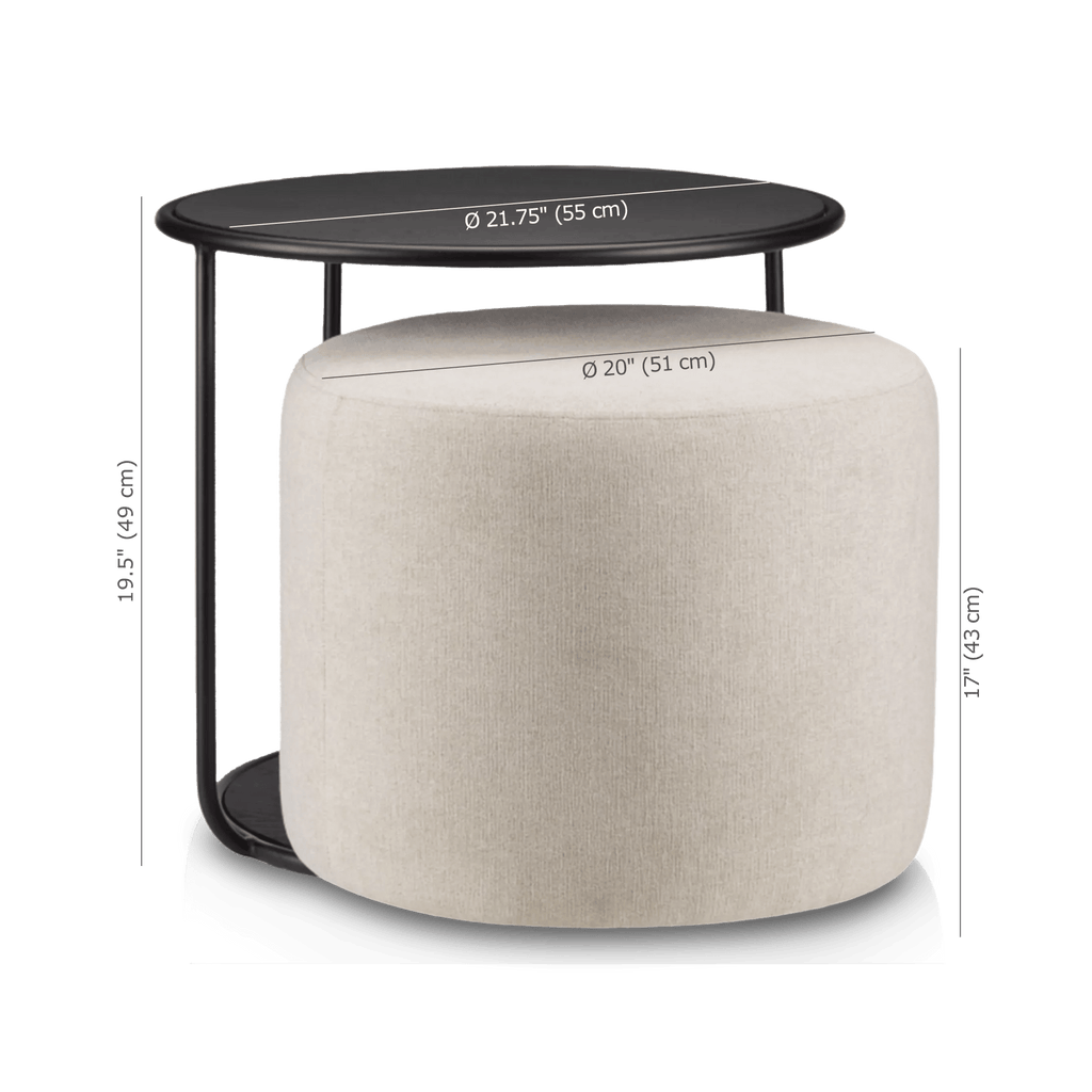 Black Side Table with Ottoman