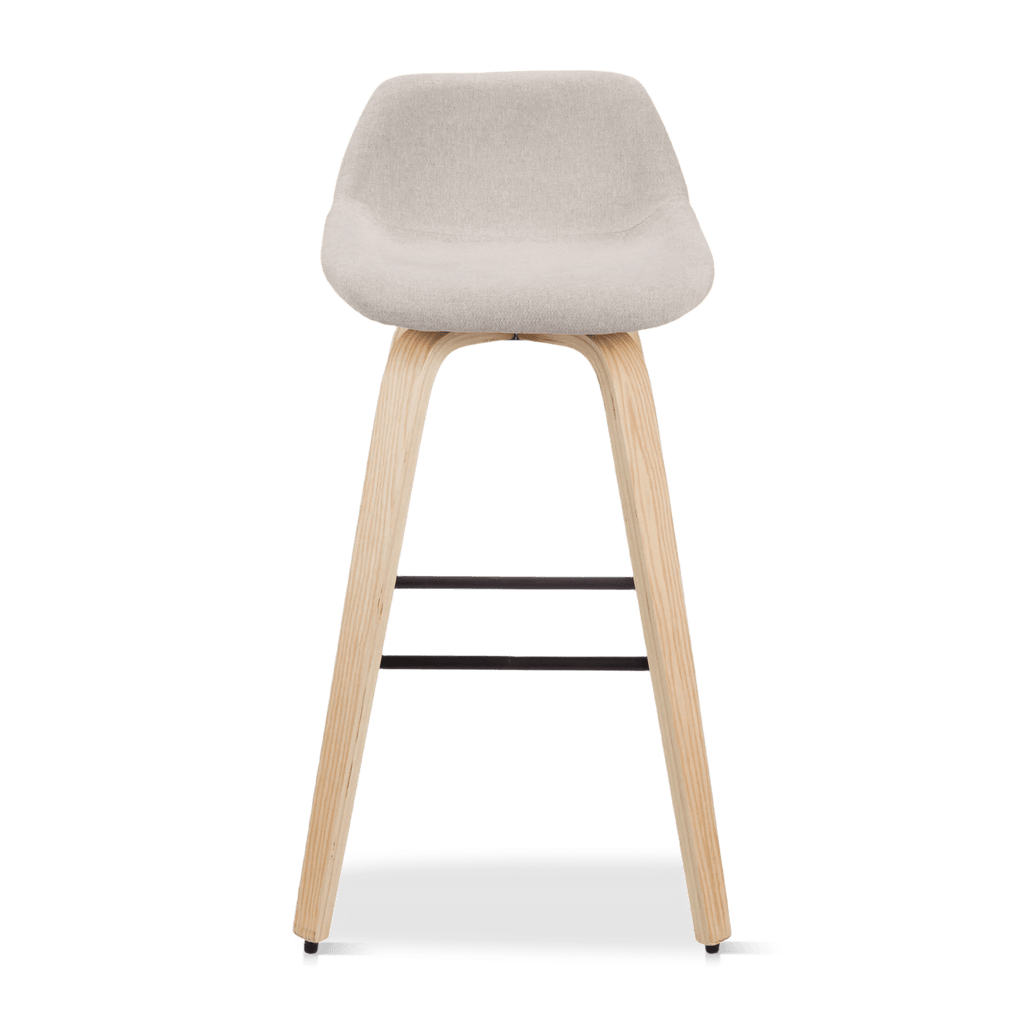 Fabric and Natural Wood Stool