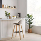 Fabric and Natural Wood Stool