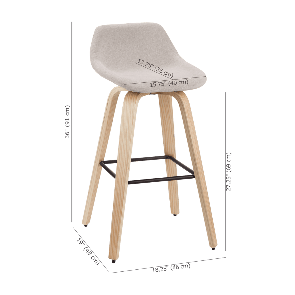 Fabric and Natural Wood Stool