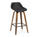 Faux Leather and Walnut Wood Bar Stool