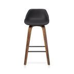 Faux Leather and Walnut Wood Bar Stool