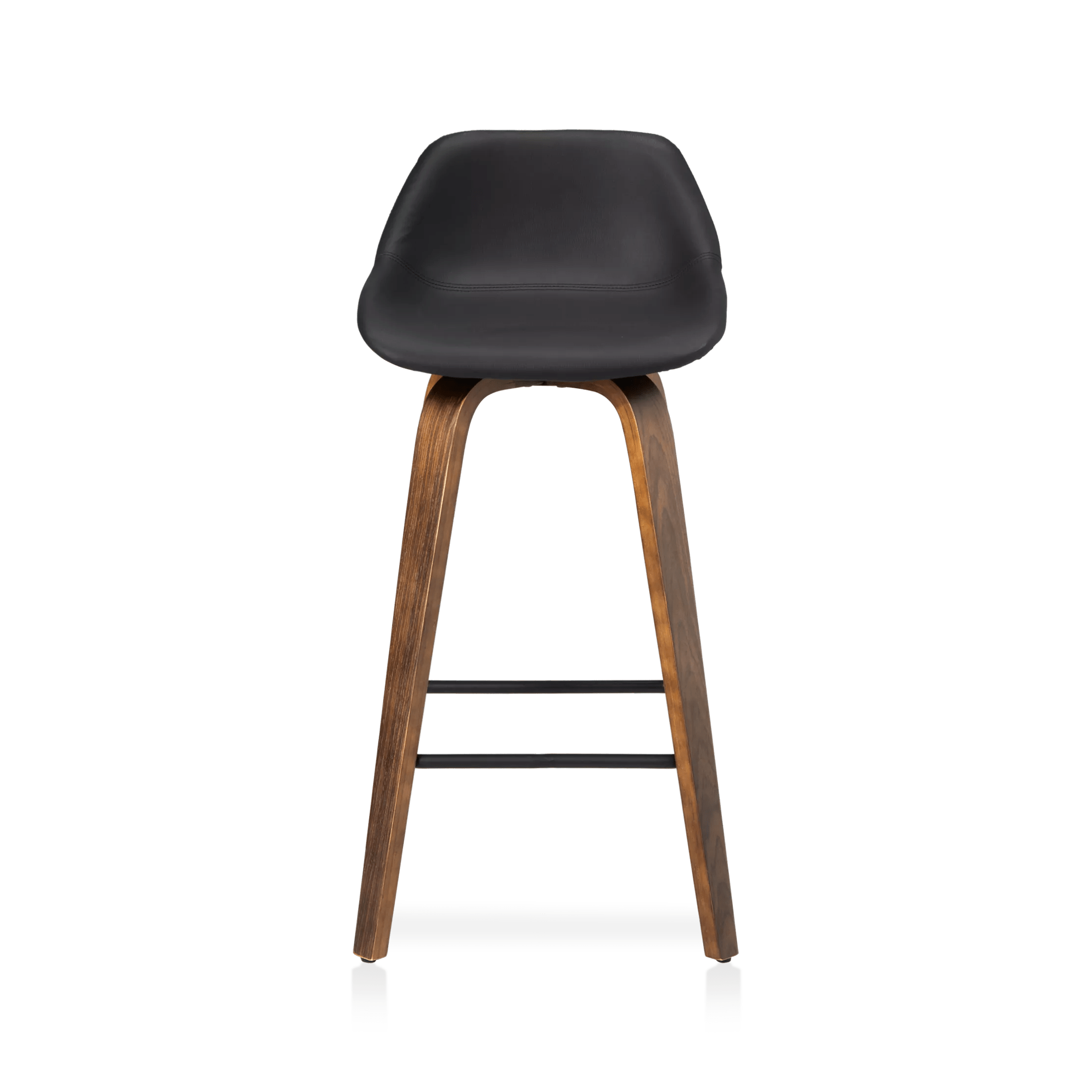 Faux Leather and Walnut Wood Bar Stool
