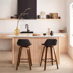 Faux Leather and Walnut Wood Bar Stool