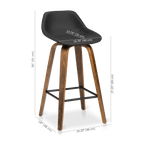 Faux Leather and Walnut Wood Bar Stool
