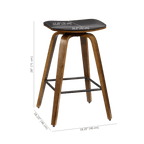 Faux Leather and Walnut Wood Backless Stool