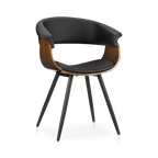 Black Faux Leather and Walnut Chair