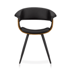 Black Faux Leather and Walnut Chair