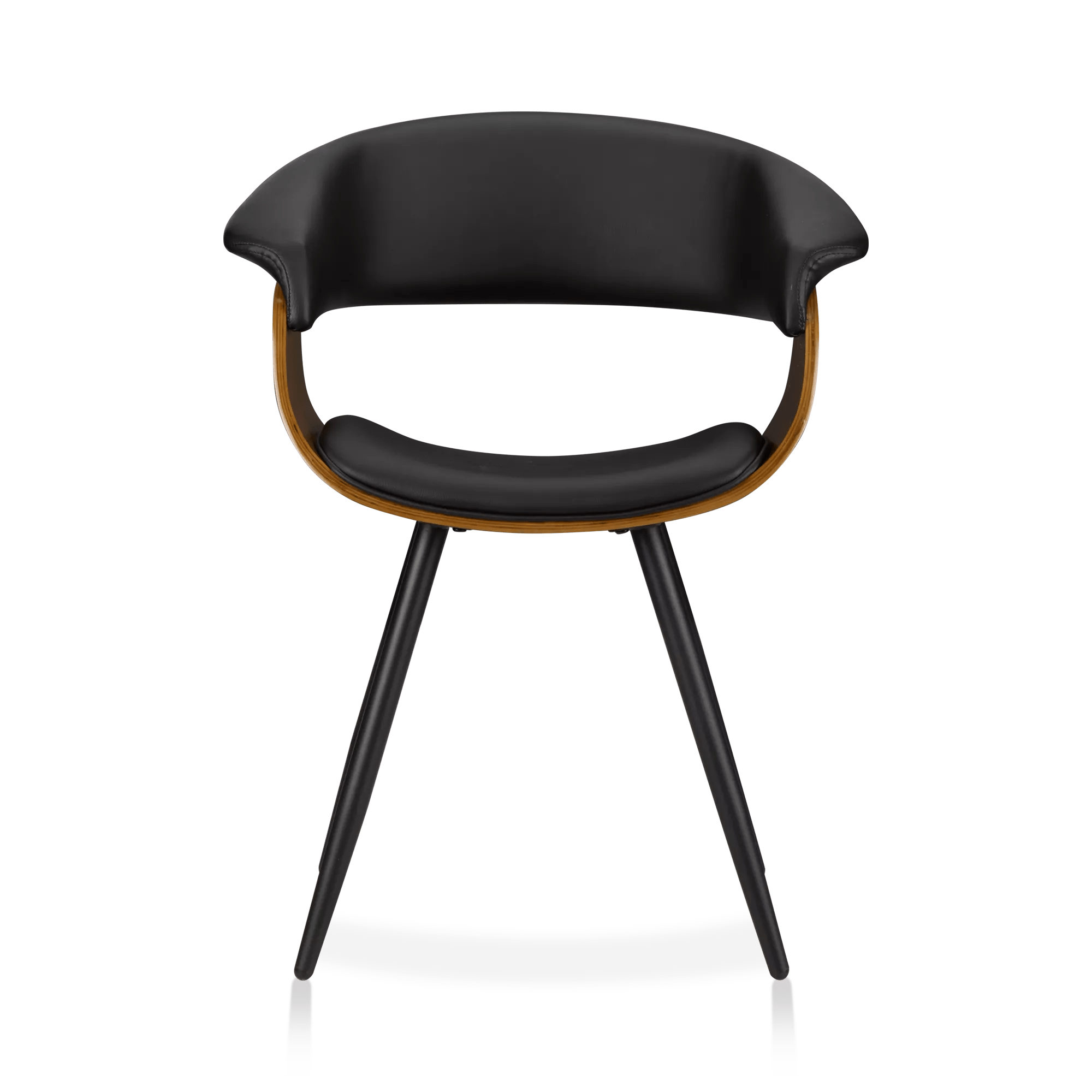 Black Faux Leather and Walnut Chair