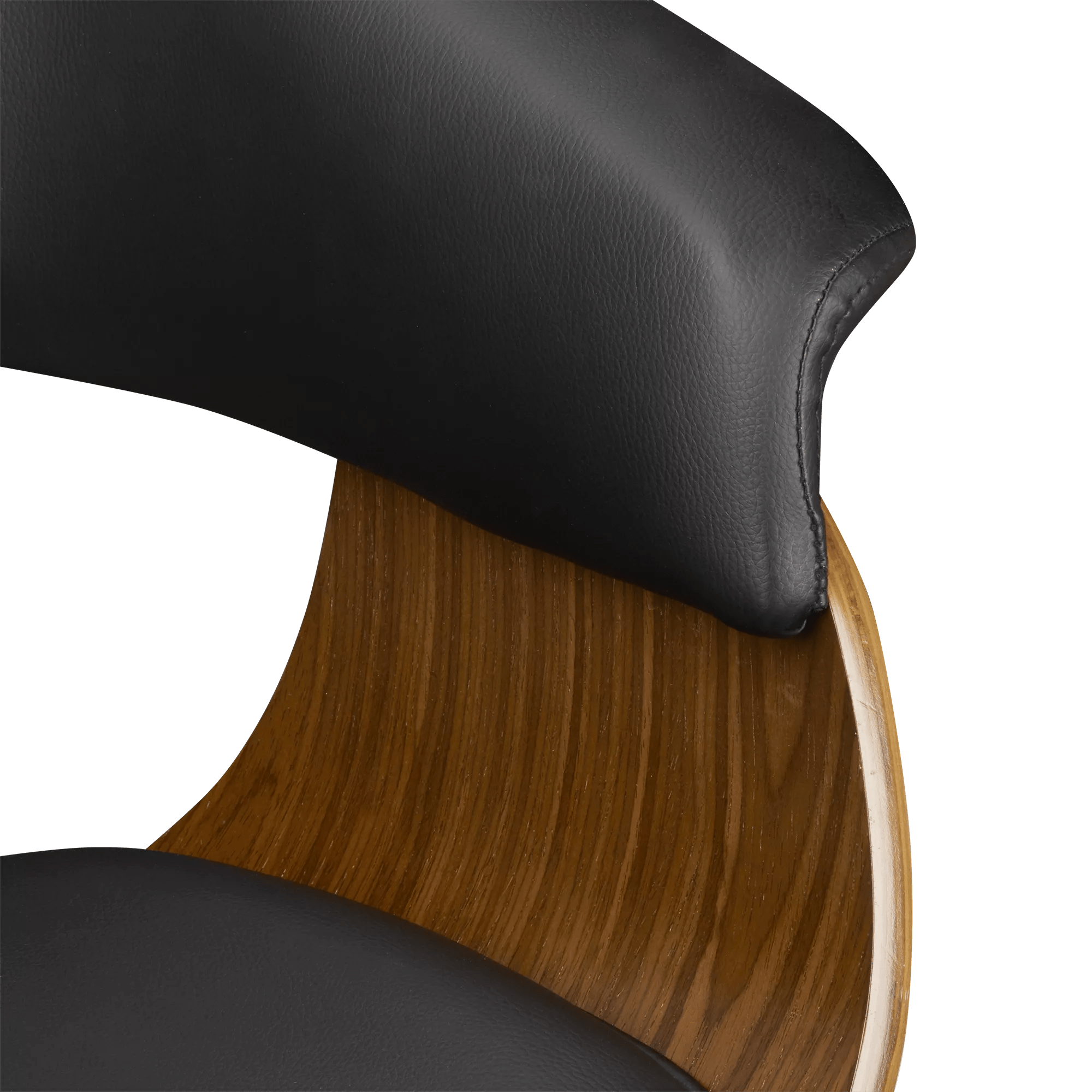 Black Faux Leather and Walnut Chair