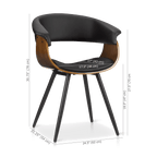 Black Faux Leather and Walnut Chair