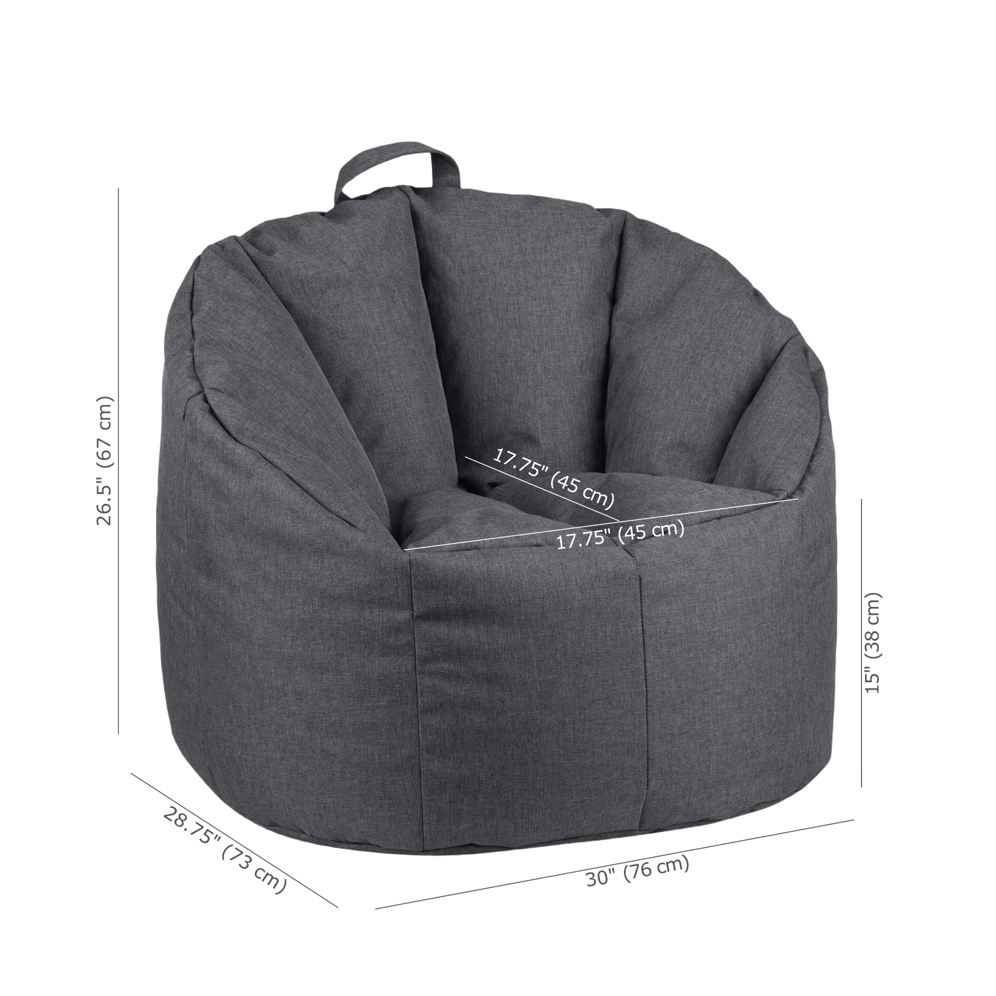 Dark Grey Canvas Bean Bag