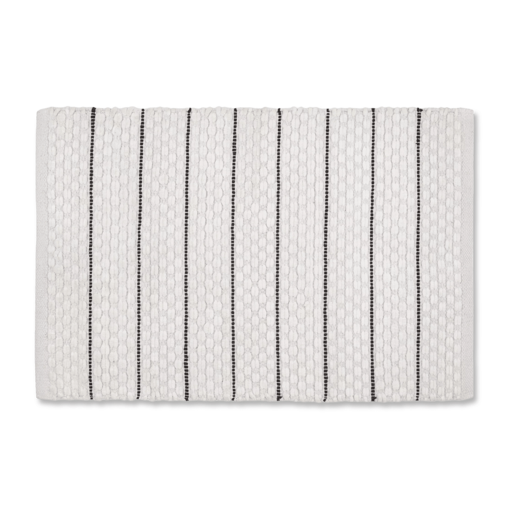 White Bathmat with Black Stripes