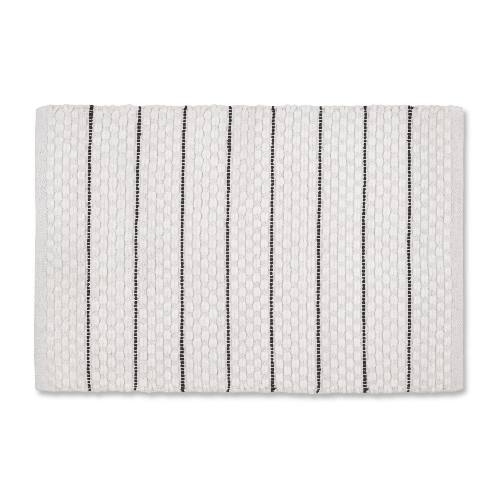 White Bathmat with Black Stripes