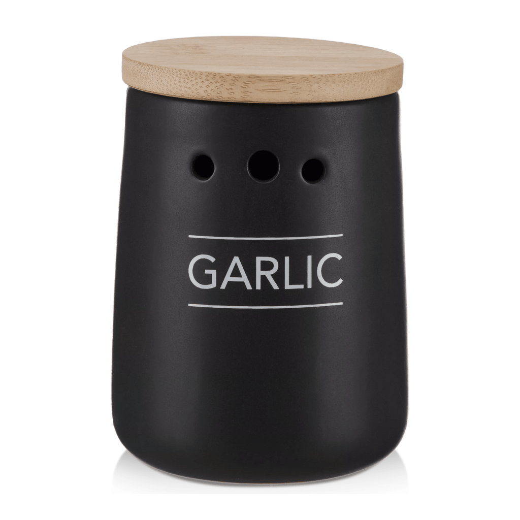 Black Ceramic Garlic Container