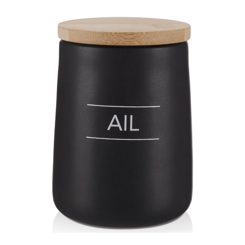 Black Ceramic Garlic Container