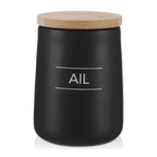 Black Ceramic Garlic Container