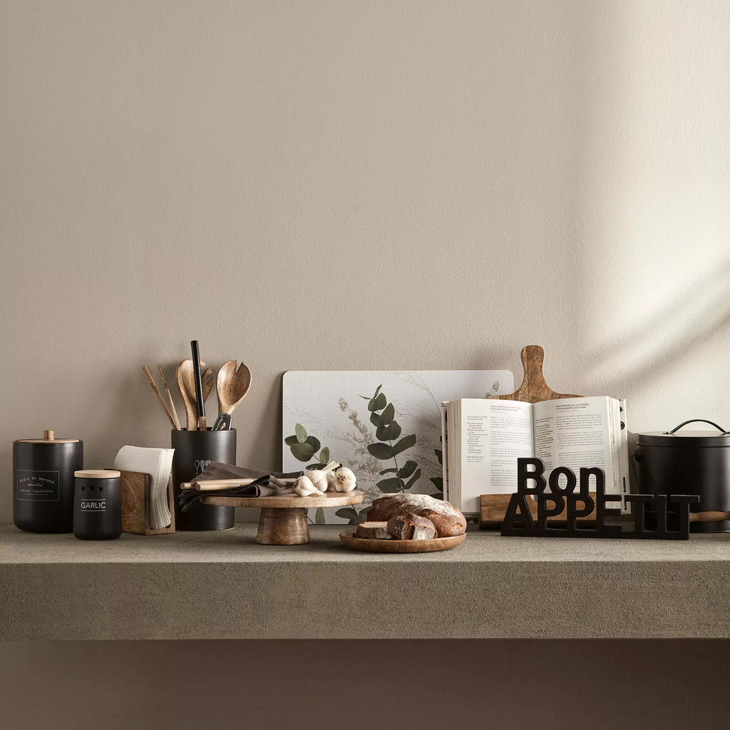 Black Ceramic Garlic Container