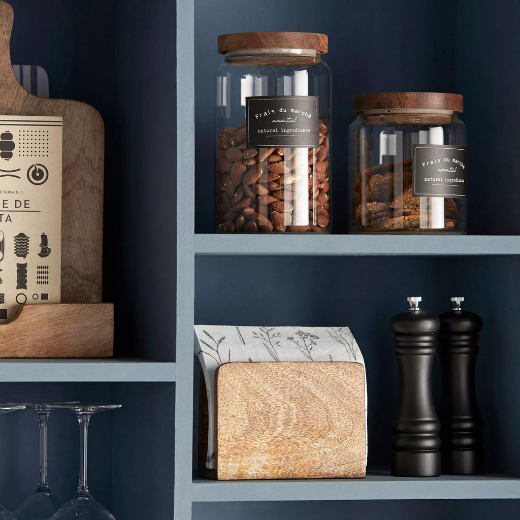 Long Glass Jar with Wooden Lid