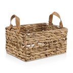 Water Hyacinth Crate with Faux Leather Handles
