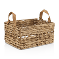 Water Hyacinth Crate with Faux Leather Handles