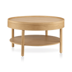 Wooden Round Coffee Table with Lift Top