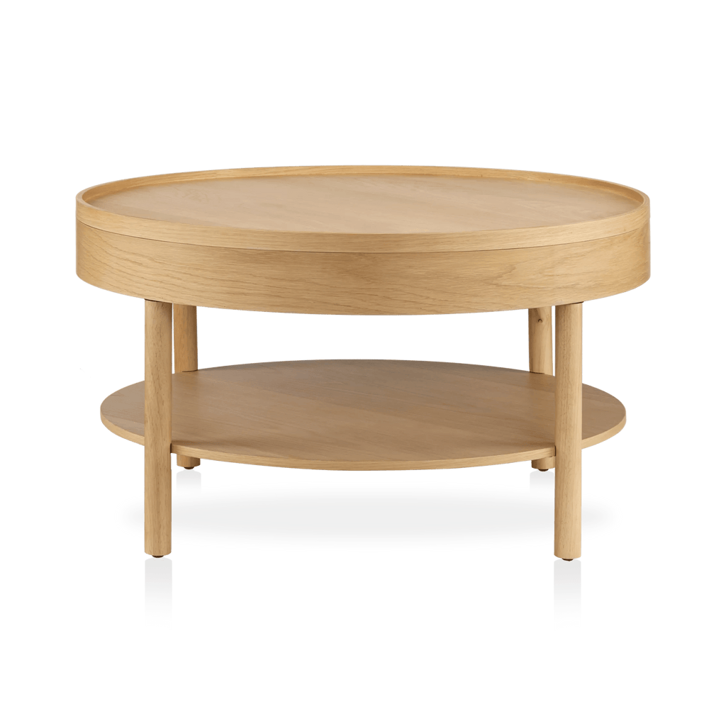 Wooden Round Coffee Table with Lift Top