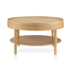 Wooden Round Coffee Table with Lift Top