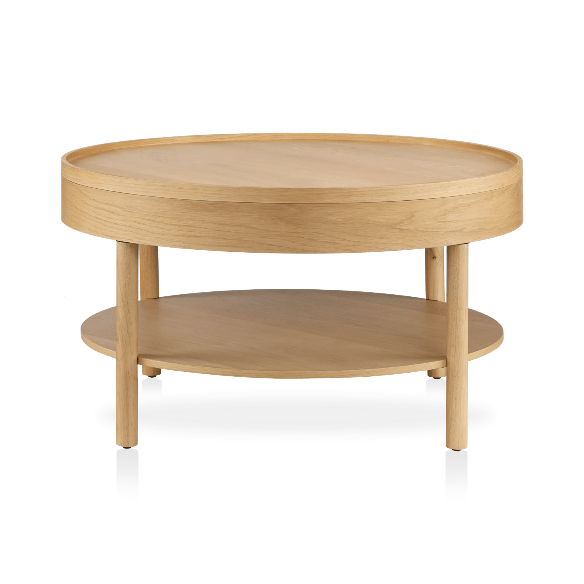 Wooden Round Coffee Table with Lift Top