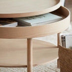 Wooden Round Coffee Table with Lift Top
