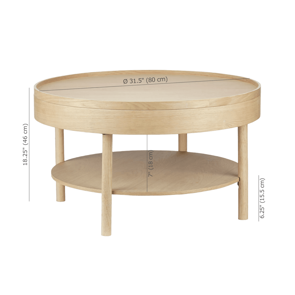 Wooden Round Coffee Table with Lift Top