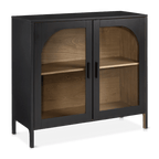 Black Wooden Buffet with Glass Doors