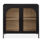 Black Wooden Buffet with Glass Doors