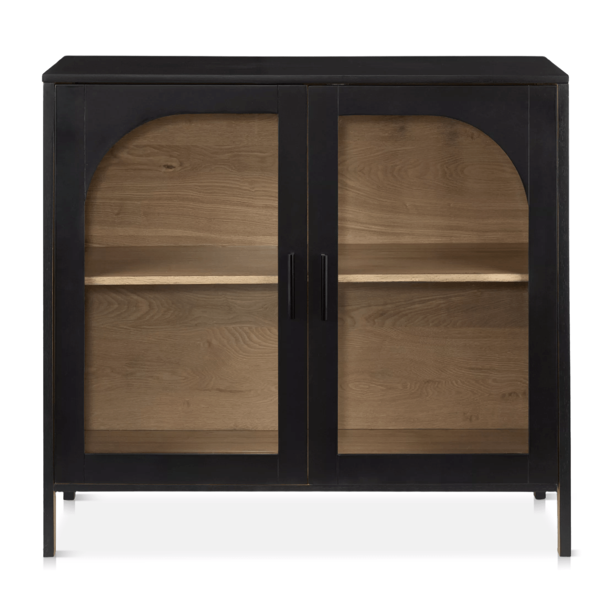 Black Wooden Buffet with Glass Doors