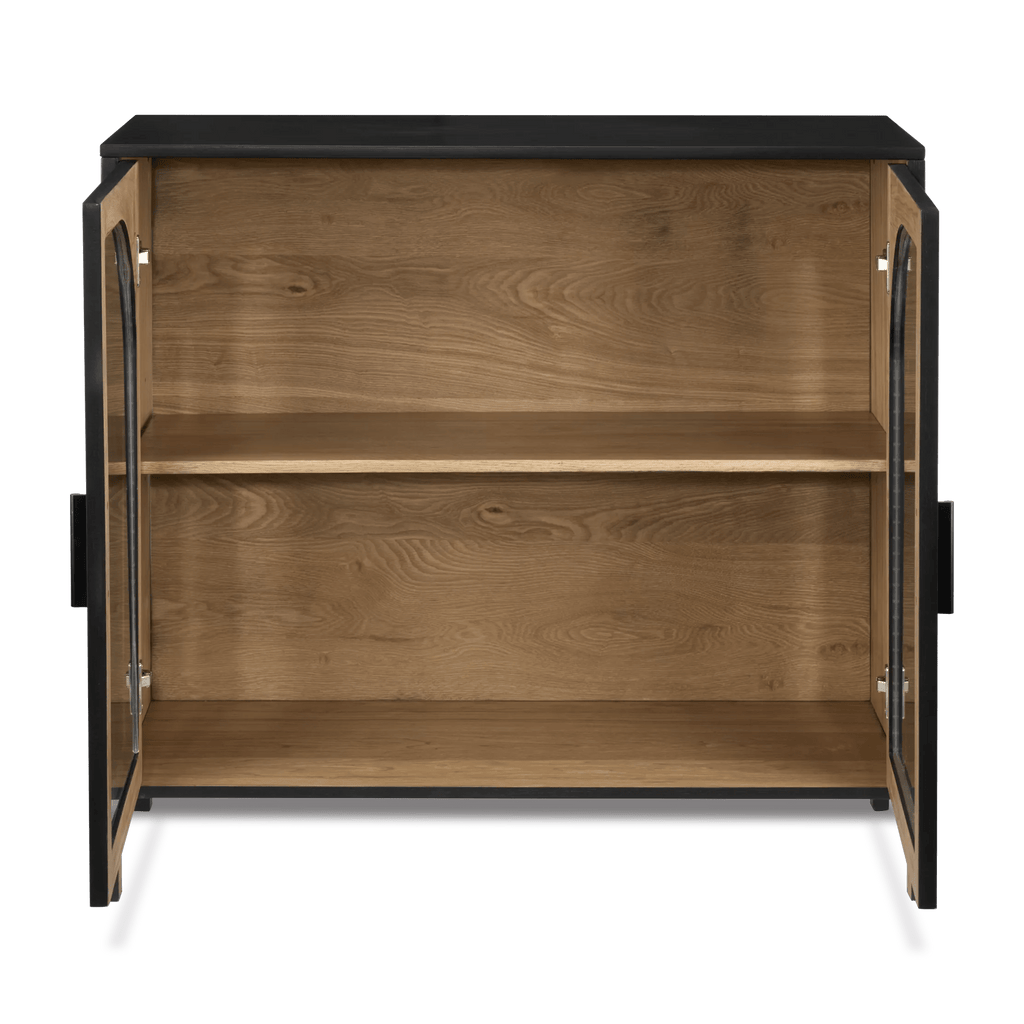 Black Wooden Buffet with Glass Doors