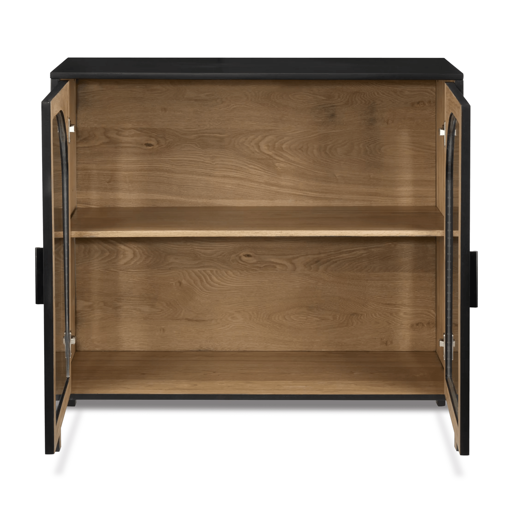 Black Wooden Buffet with Glass Doors