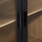 Black Wooden Buffet with Glass Doors