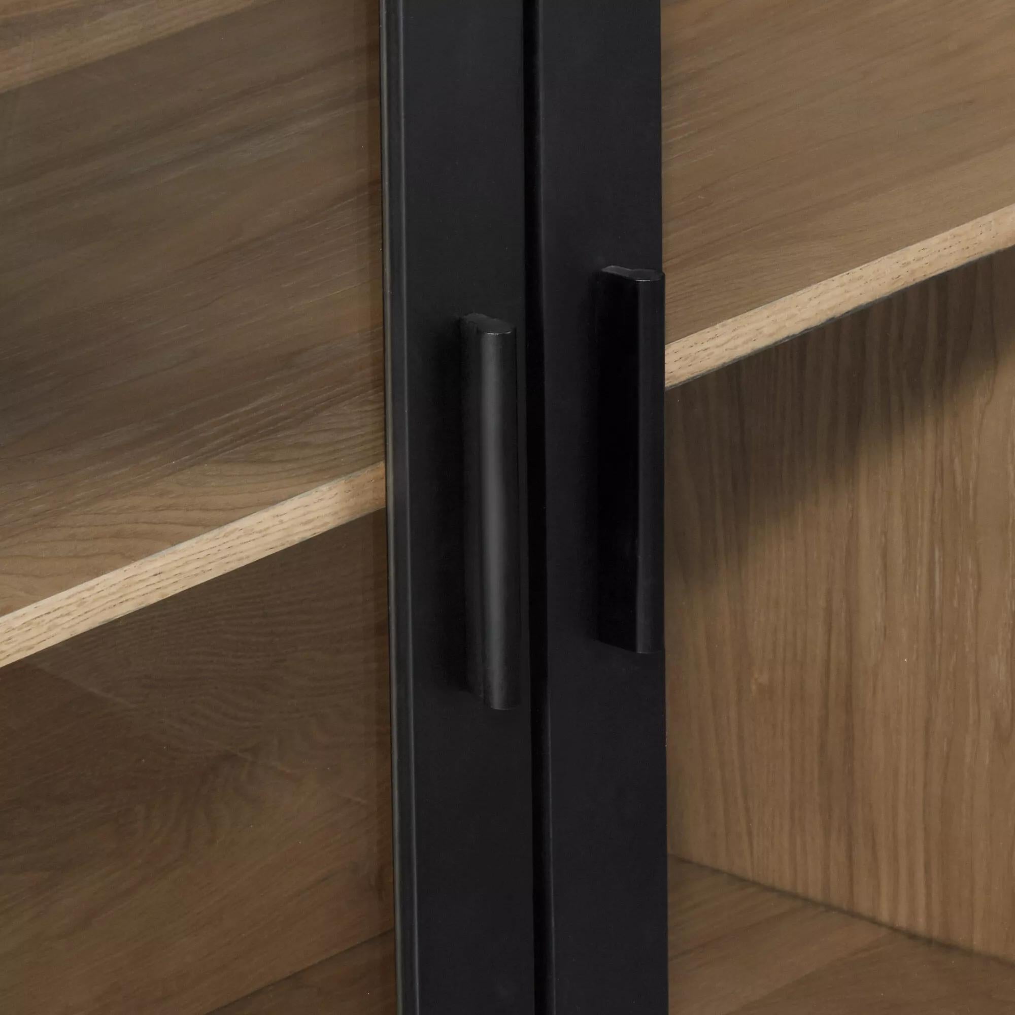 Black Wooden Buffet with Glass Doors