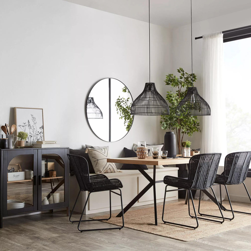 Black Wooden Buffet with Glass Doors