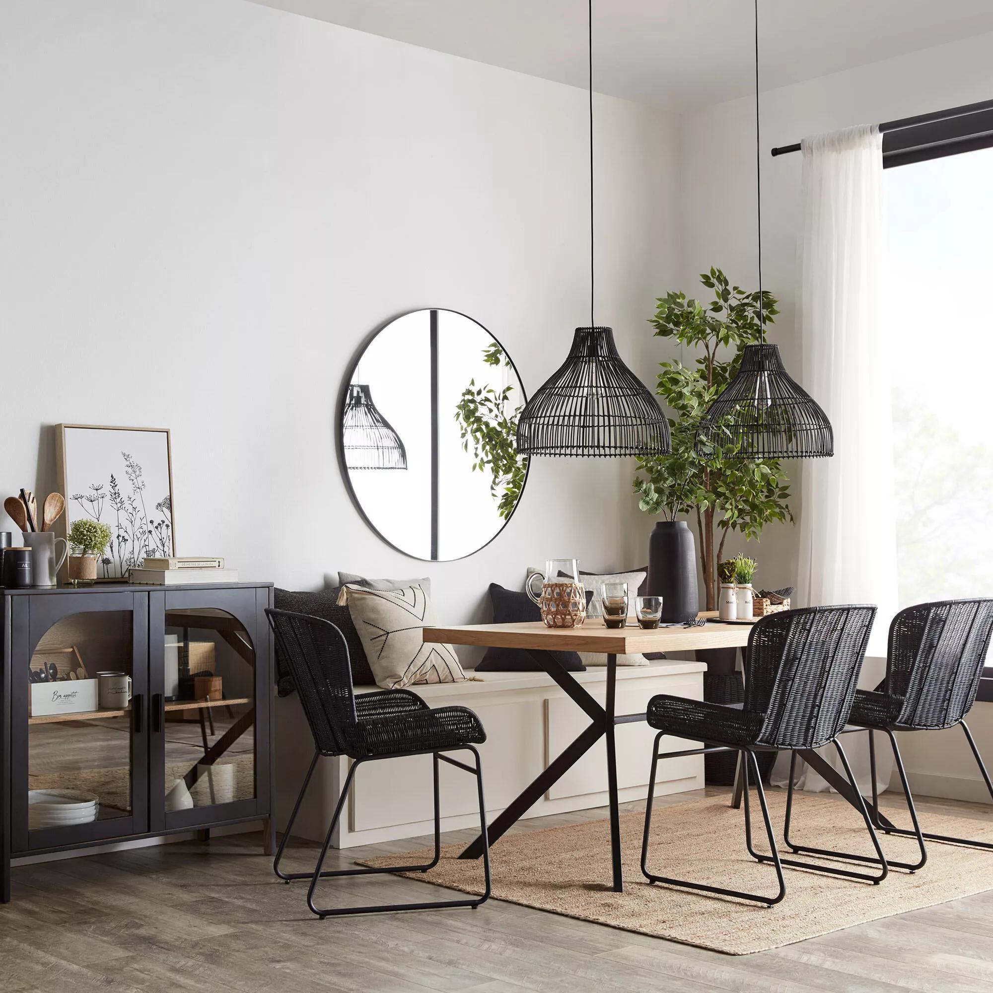 Black Wooden Buffet with Glass Doors