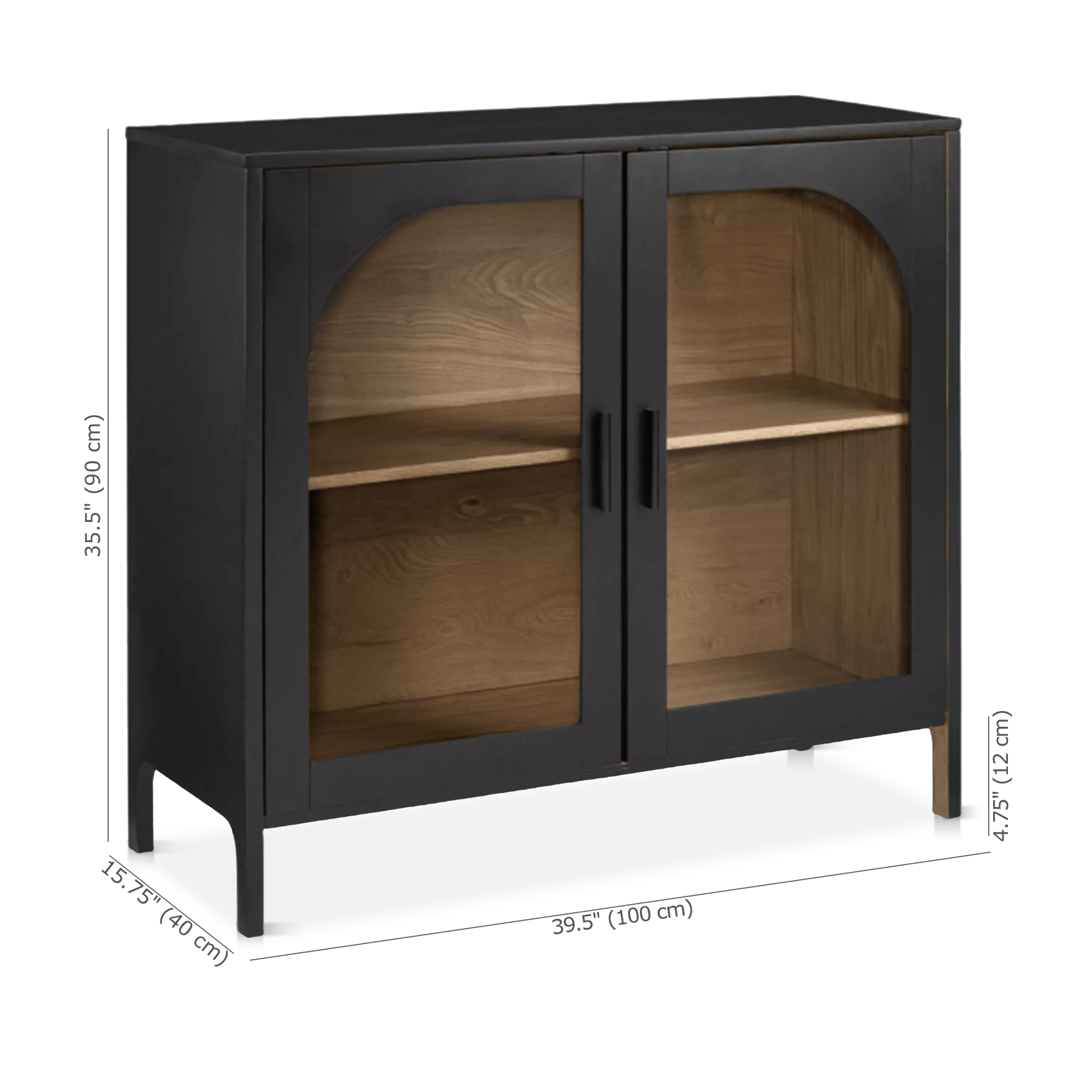 Black Wooden Buffet with Glass Doors