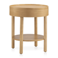 Wooden Round Side Table with Lift Top