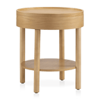 Wooden Round Side Table with Lift Top