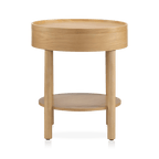 Wooden Round Side Table with Lift Top