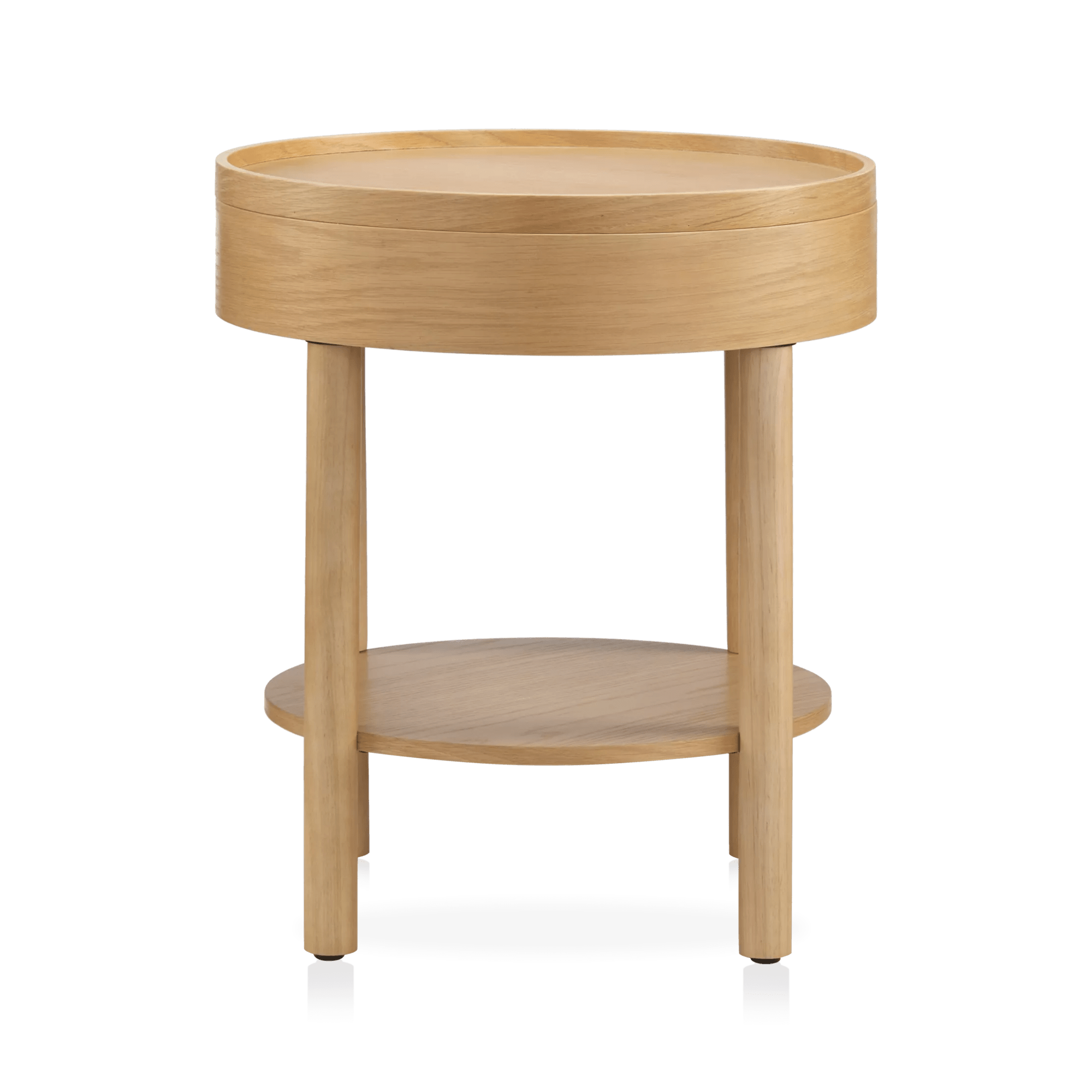 Wooden Round Side Table with Lift Top