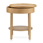 Wooden Round Side Table with Lift Top